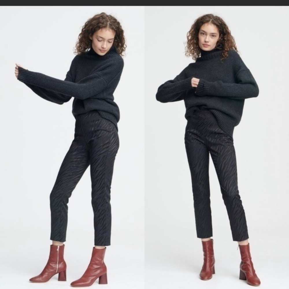 rag & bone Black Simone Cropped Jacquard Zebra Print Pants 0 - Picture 3 of 14